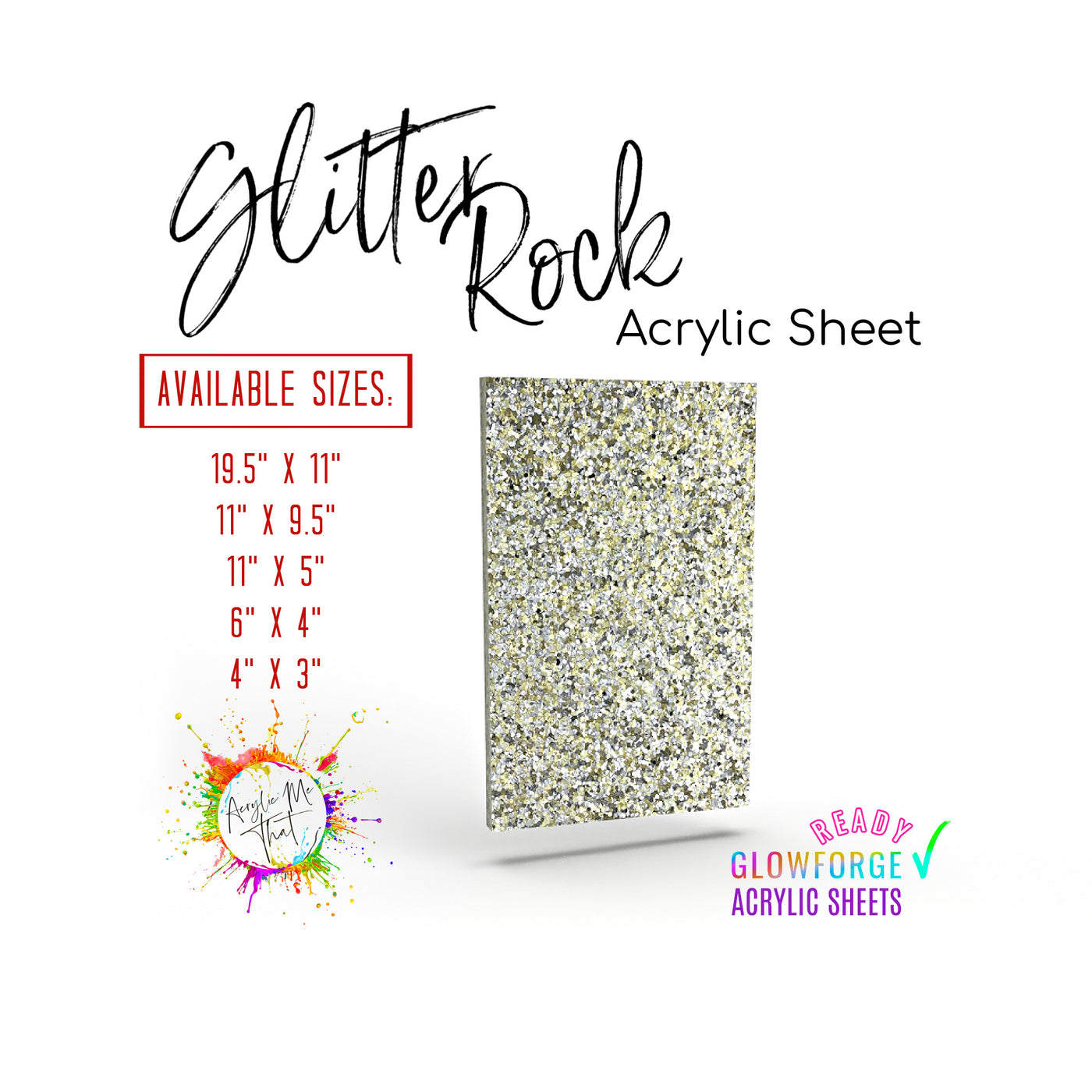 1/8 Silver Rainbow Glitter Two-Sided Acrylic Sheet