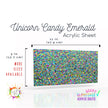 Kaleidoscope glitter acrylic sheet with laserable plastic for engraving.