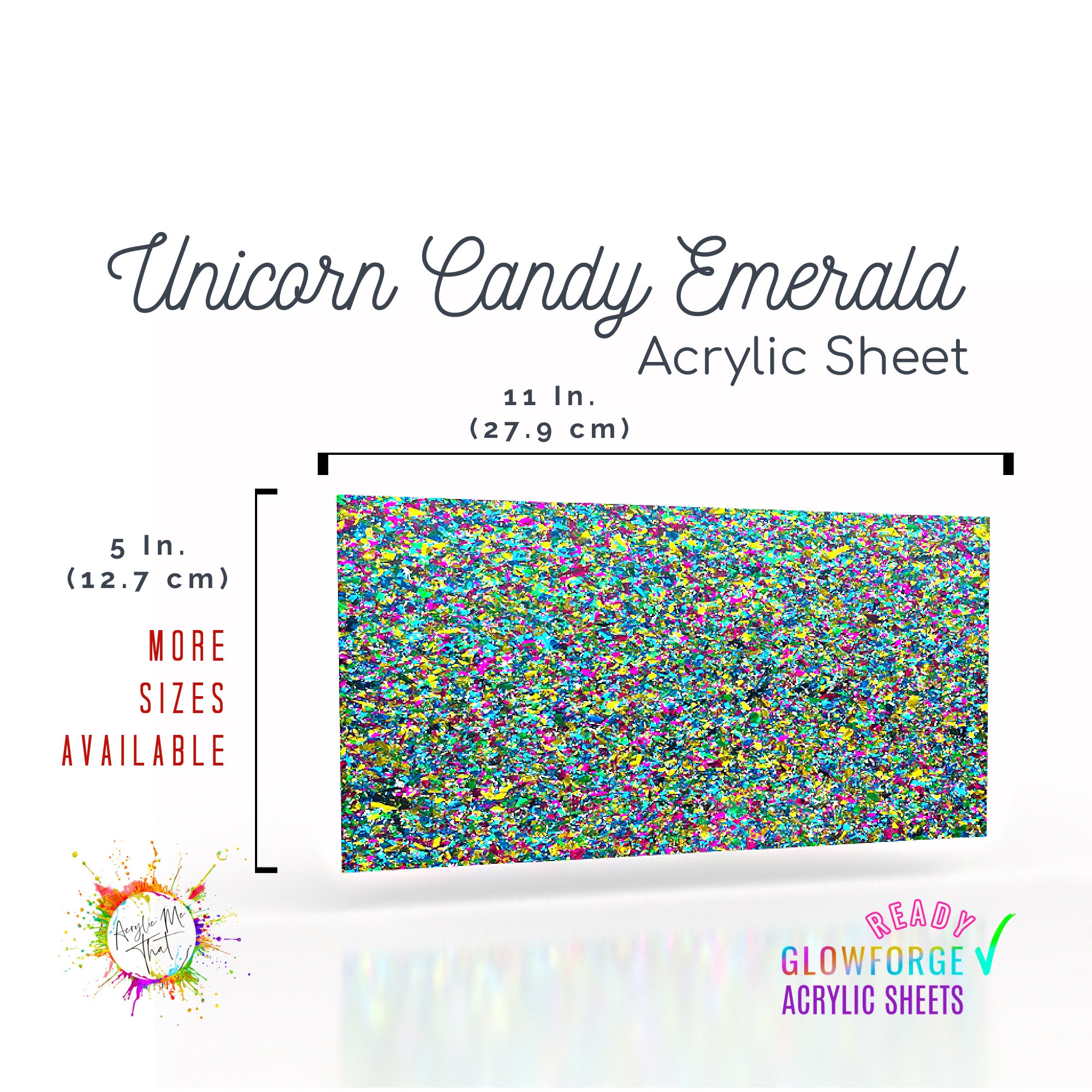 Kaleidoscope glitter acrylic sheet with laserable plastic for engraving.