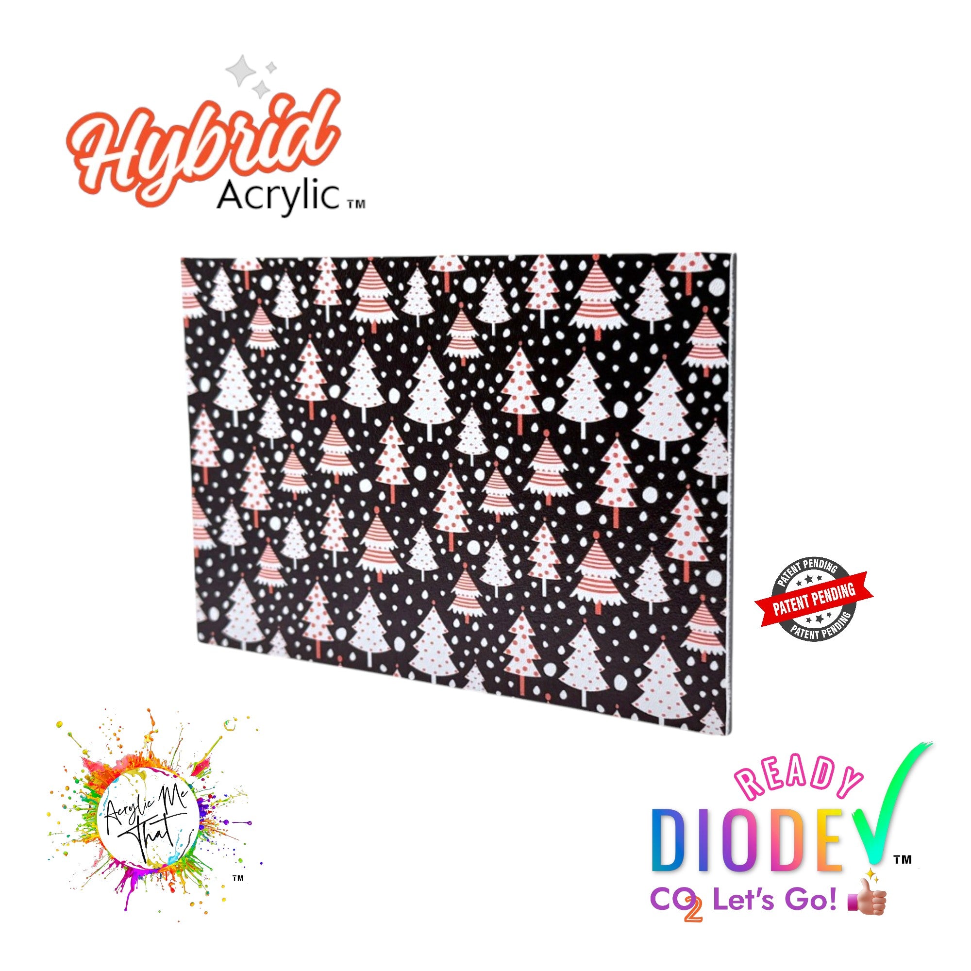 Christmas Trees Pattern Hybrid Acrylic | CO2 and Diode Laser Acrylic Sheets