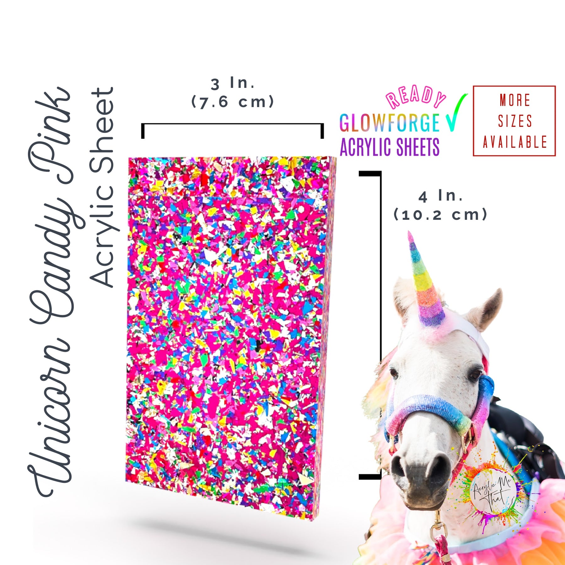 Winter Funderland Pink Tinted Translucent Confetti Chunky Glitter Acrylic  Sheet