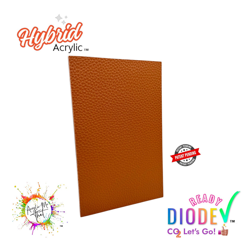 Cognac Textured Lychee Faux Leather Hybrid Acrylic | CO2 and Diode Laser Acrylic Sheets