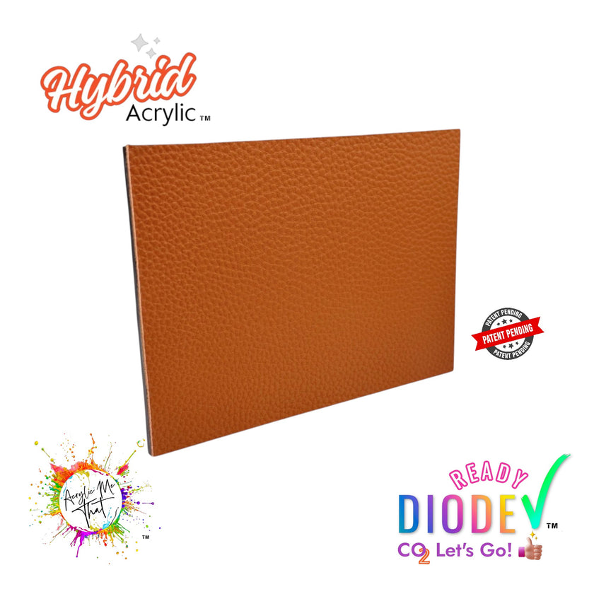 Cognac Textured Lychee Faux Leather Hybrid Acrylic | CO2 and Diode Laser Acrylic Sheets