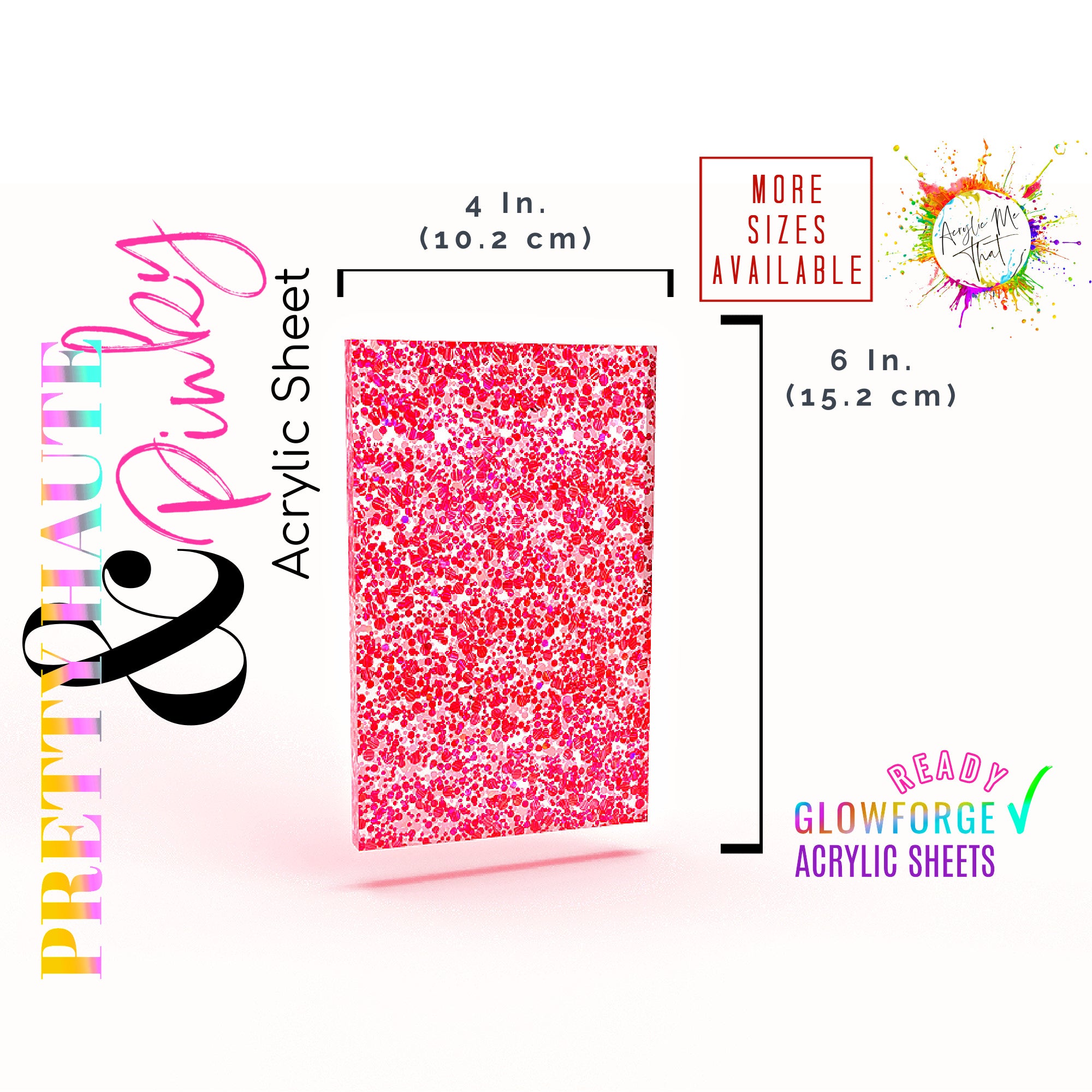 Custom acrylic glitter sheet in hot pink, perfect for vibrant, personalized designs.