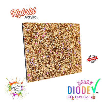 Sparkling Gold Diamond Glitter Texture Hybrid Acrylic | CO2 and Diode Laser Acrylic Sheets