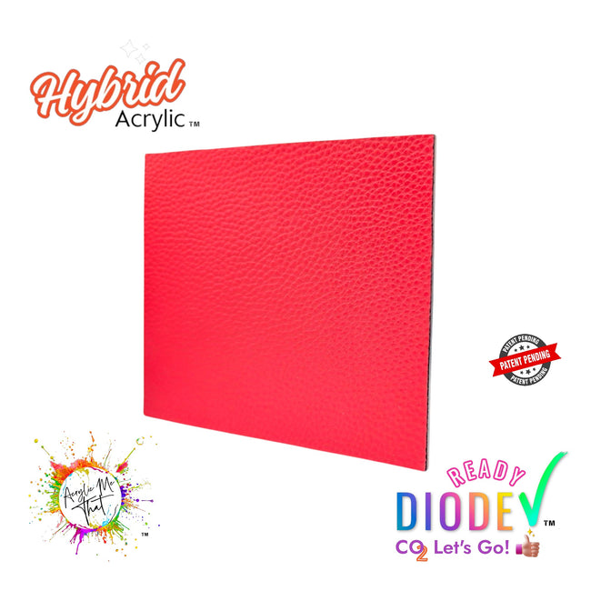 Diode laser acrylic sheet with red faux leather lychee texture material for laser cutting.