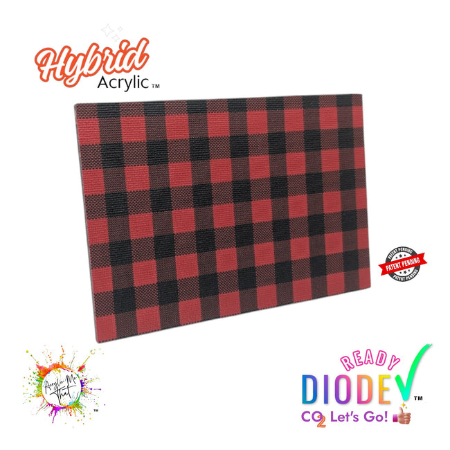 Red Buffalo Checkered Pattern Pebbled Texture Hybrid Acrylic | CO2 and Diode Laser Acrylic Sheets