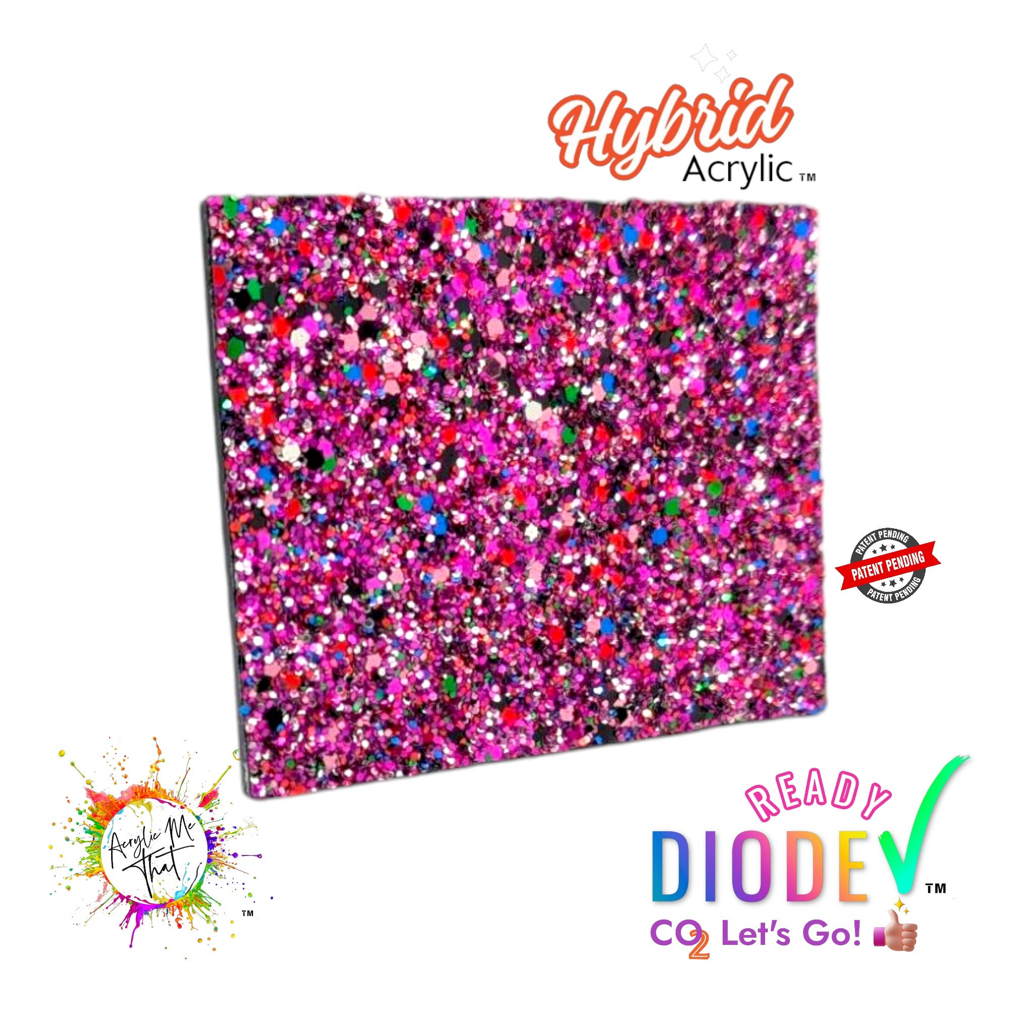 Sparkling Magenta Diamond Glitter Texture Hybrid Acrylic | CO2 and Diode Laser Acrylic Sheets