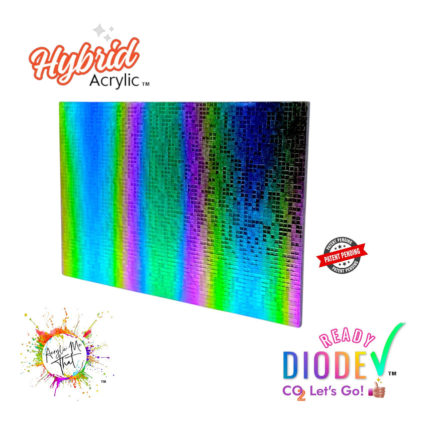 Rainbow Disco Ball Iridescent Pattern Hybrid Acrylic | CO2 and Diode Laser Acrylic Sheets