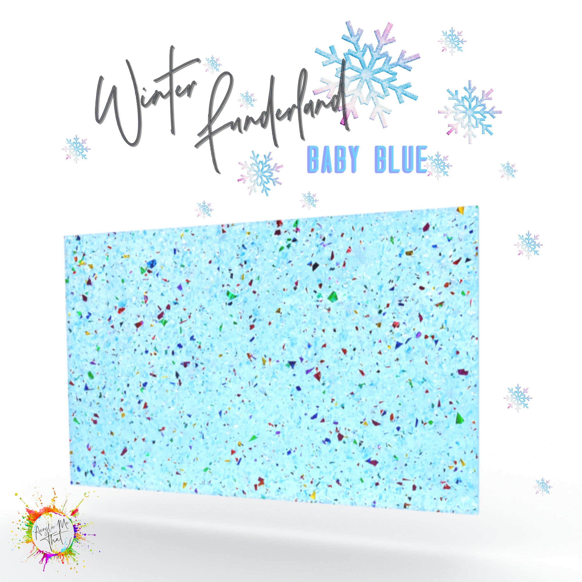 Iridescent glitter sparkle blue acrylic sheet, perfect for shimmering, creative projects.