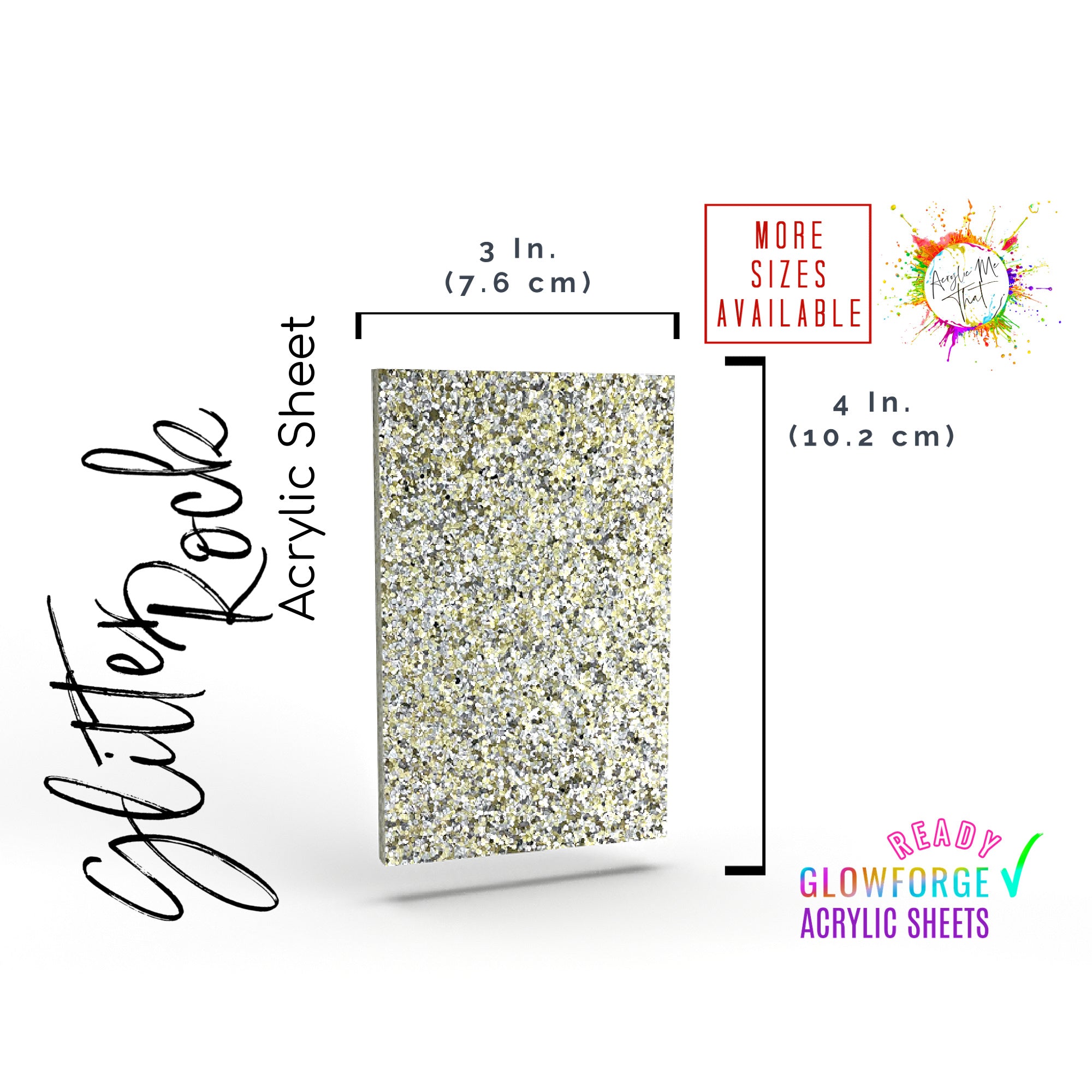 Gold and silver glitter acrylic, ideal for laser cutter projects.