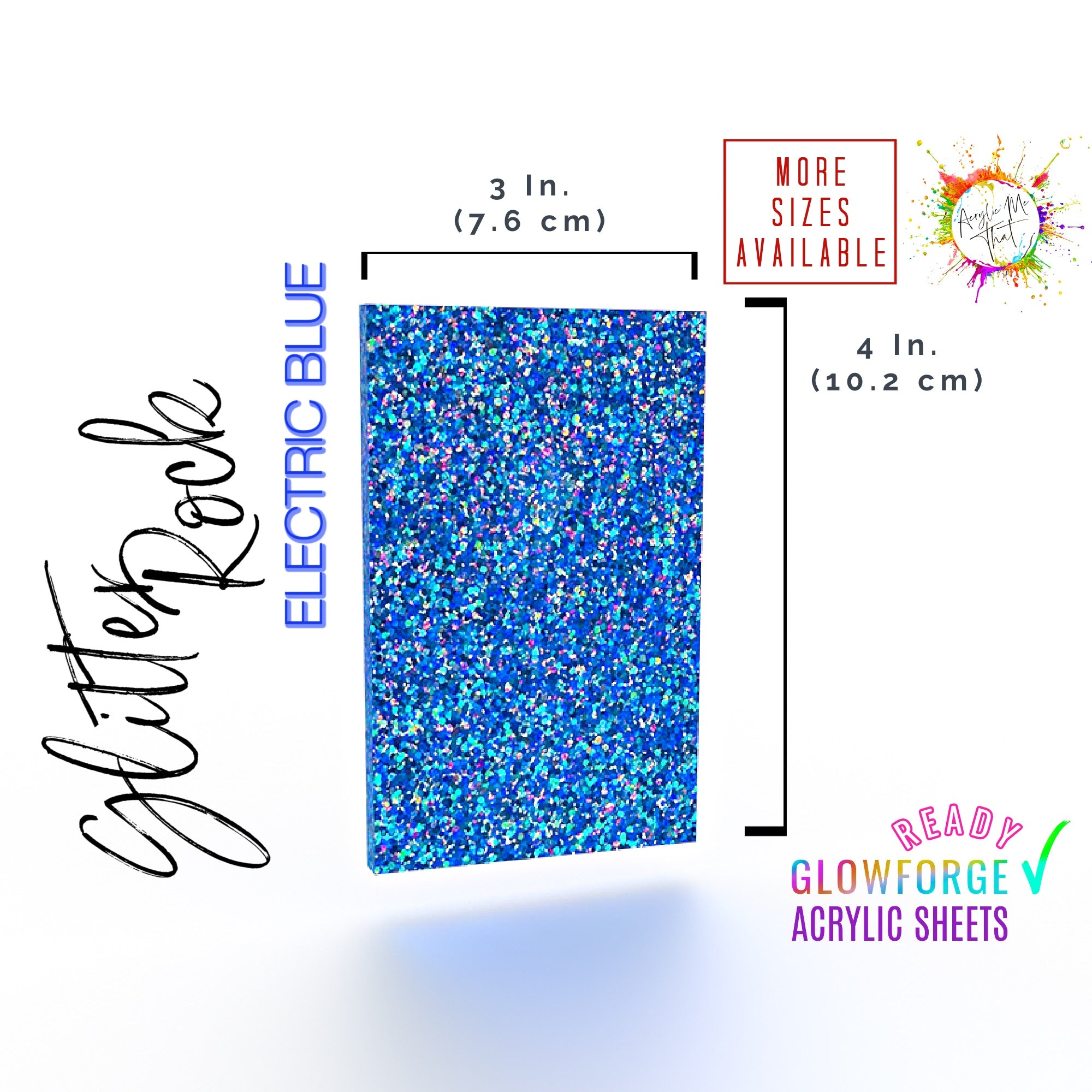 Iridescent shimmering blue glitter acrylic sheet for laser cutting and engraving.