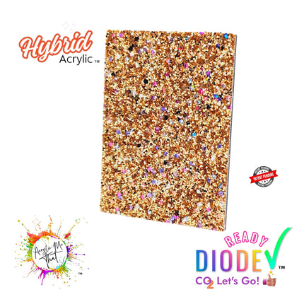 Sparkling Gold Diamond Glitter Texture Hybrid Acrylic | CO2 and Diode Laser Acrylic Sheets