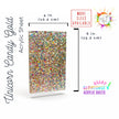 Glitter acrylic plastic sheet with chunky confetti, ideal for custom cutting.