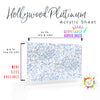 Decorative acrylic panels in Hollywood Platinum pattern, featuring glossy silver glitter for unique art projects.