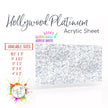 Hollywood Platinum glitter acrylic sheet, perfect for laser cutting and creative DIY projects, featuring silver glitter.