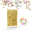 Strong plexiglass with chunky gold glitter, perfect for crafting and laser cutting.