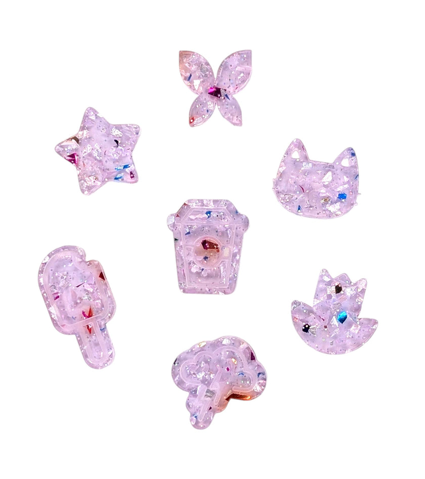 See through colored plastic sheets, pastel laser acrylic ideal for creative iridescent custom engraving designs with glitter.