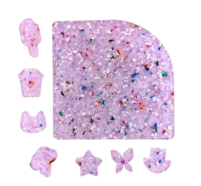 Custom acrylic panel with iridescent shimmer sparkle, great for laser cutting and engraving.