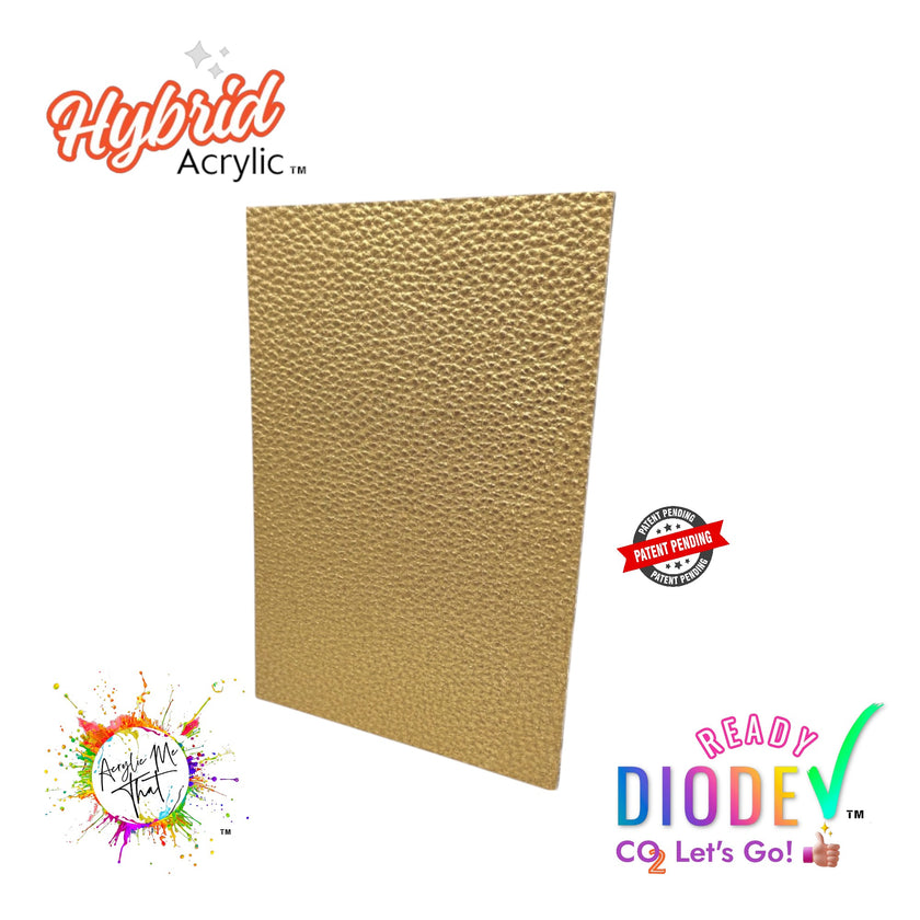 Matte Metallic Gold Lychee Texture Hybrid Acrylic | CO2 and Diode Laser Acrylic Sheets