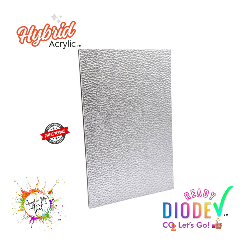 Matte Metallic Silver Lychee Textured Faux Leather Hybrid Acrylic | CO2 and Diode Laser Acrylic Sheets