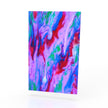 Clear plexiglass sheet with a colorful marble swirl design, ideal acrylic plastic for laser cutting and engraving crafts.