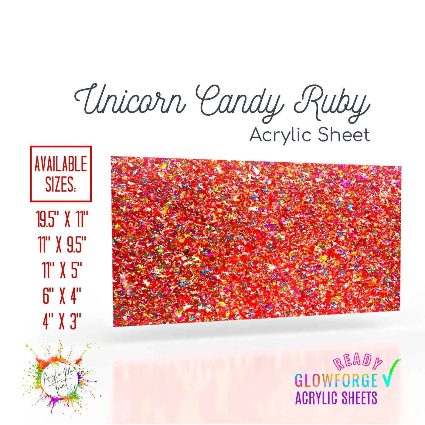 Unicorn Candy Ruby Red Chunky Glitter Acrylic Sheet