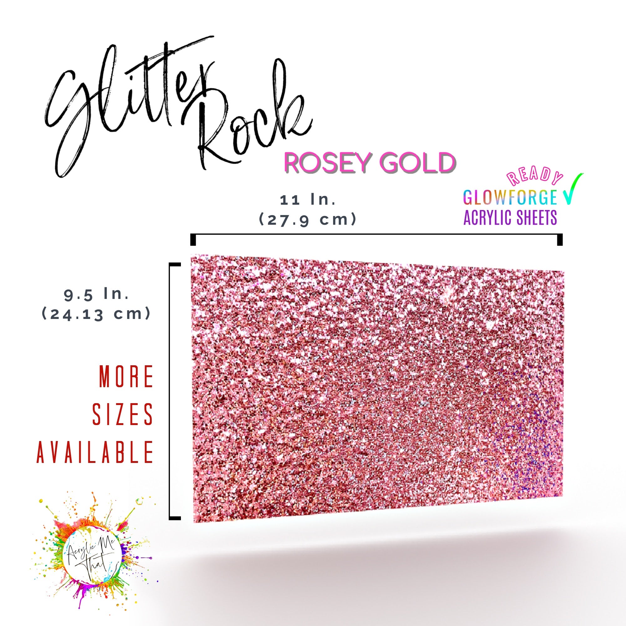 Laser cutting plexiglass sheet with pink rose gold glitter, ideal for creative designs.