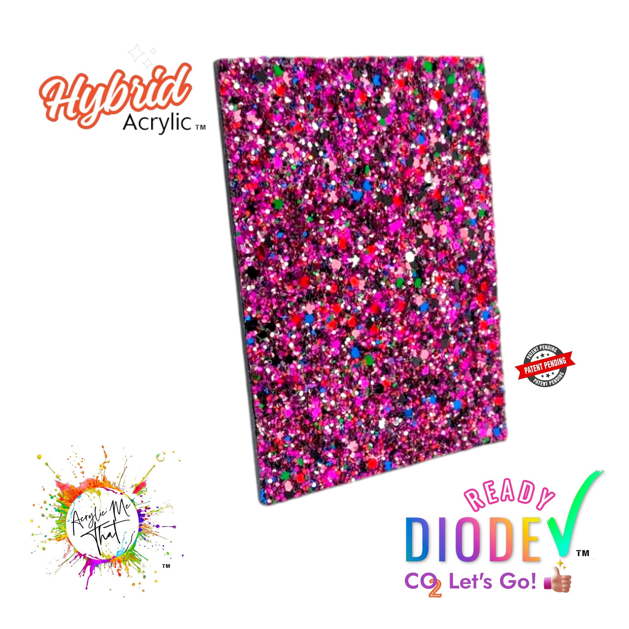 Sparkling Magenta Diamond Glitter Texture Hybrid Acrylic | CO2 and Diode Laser Acrylic Sheets