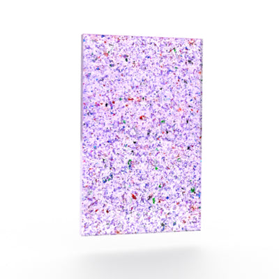 purple glitter confetti plexiglass lucit perspex acrylic plastic glass substitute laser cut custom clear cnc router