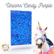 Blue acrylic sheet with glitter and purple plexiglass, perfect for creating shimmering decor and artistic projects.