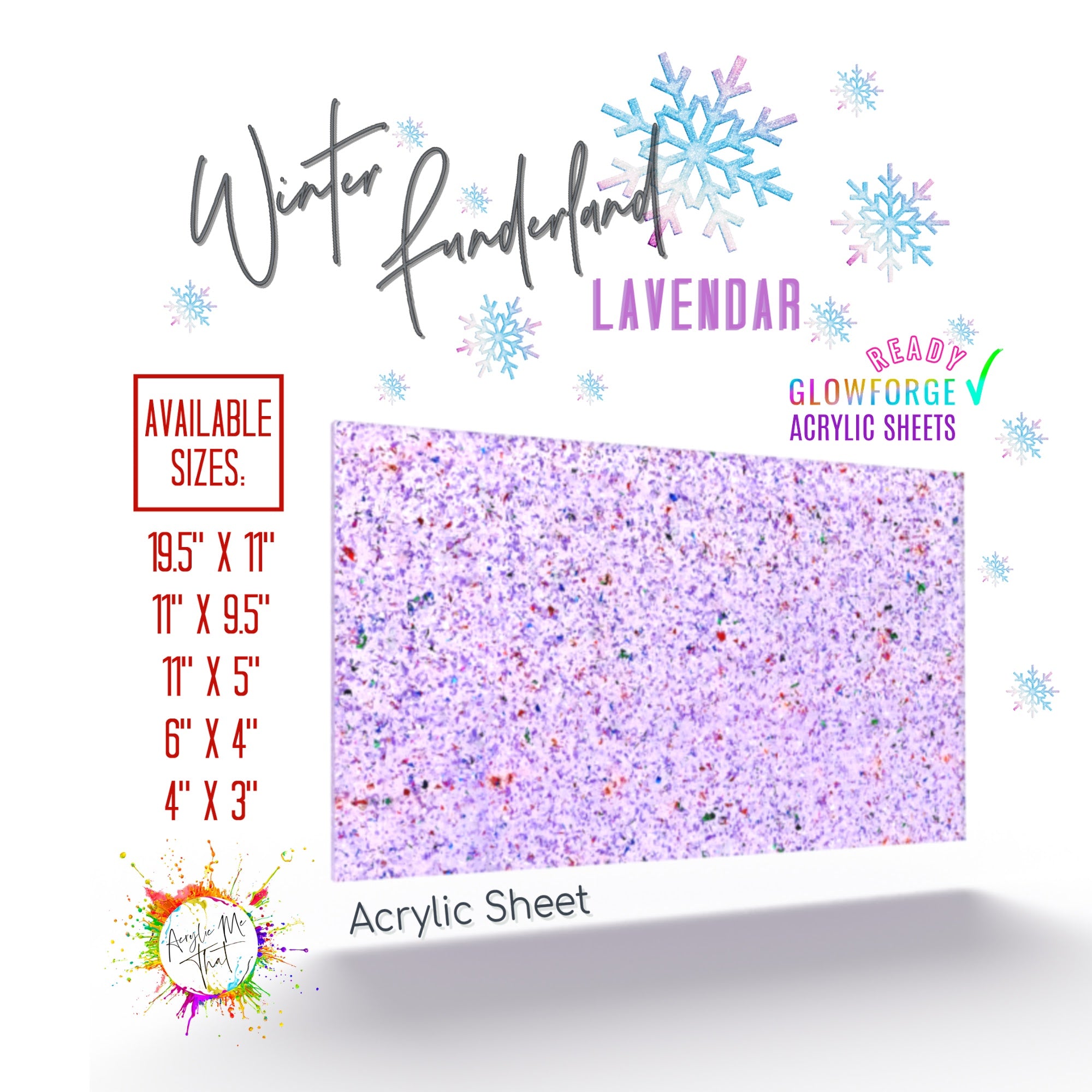 Winter Funderland Lavender Glitter Cast Acrylic Sheet