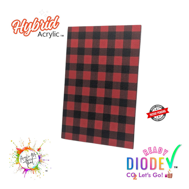 Red Buffalo Checkered Pattern Pebbled Texture Hybrid Acrylic | CO2 and Diode Laser Acrylic Sheets