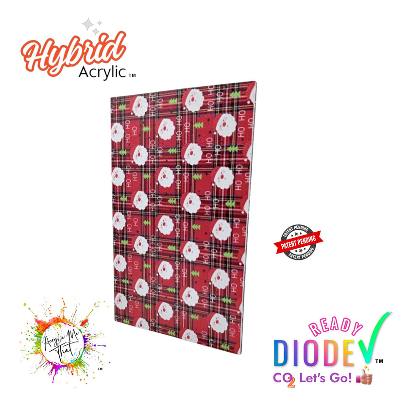 Christmas Santa Red Buffalo Pattern Hybrid Acrylic | CO2 and Diode Laser Acrylic Sheets