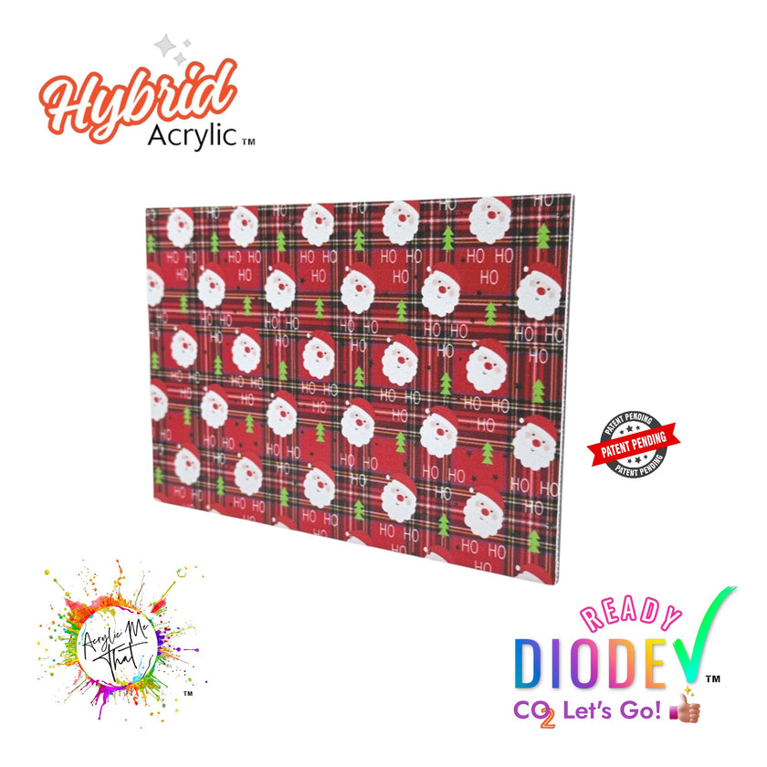 Christmas Santa Red Buffalo Pattern Hybrid Acrylic | CO2 and Diode Laser Acrylic Sheets