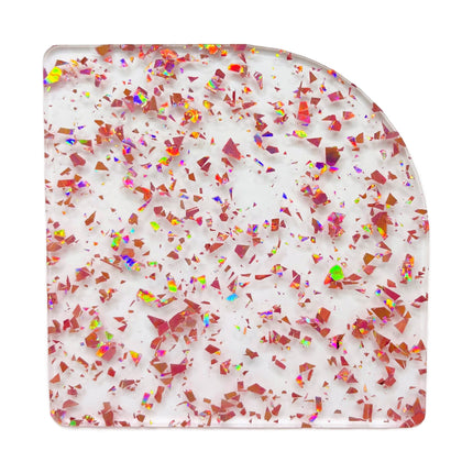 Rose Gold Glitter Acrylic Sheet - pink plexiglass for decorative projects.