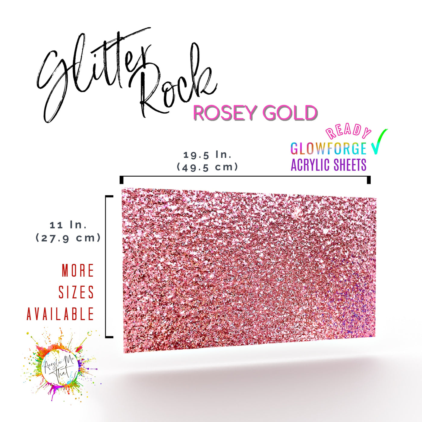 Rose Gold Chunky Thick Glitter Acrylic Pink sheet plexiglass laser cut material clear gloss