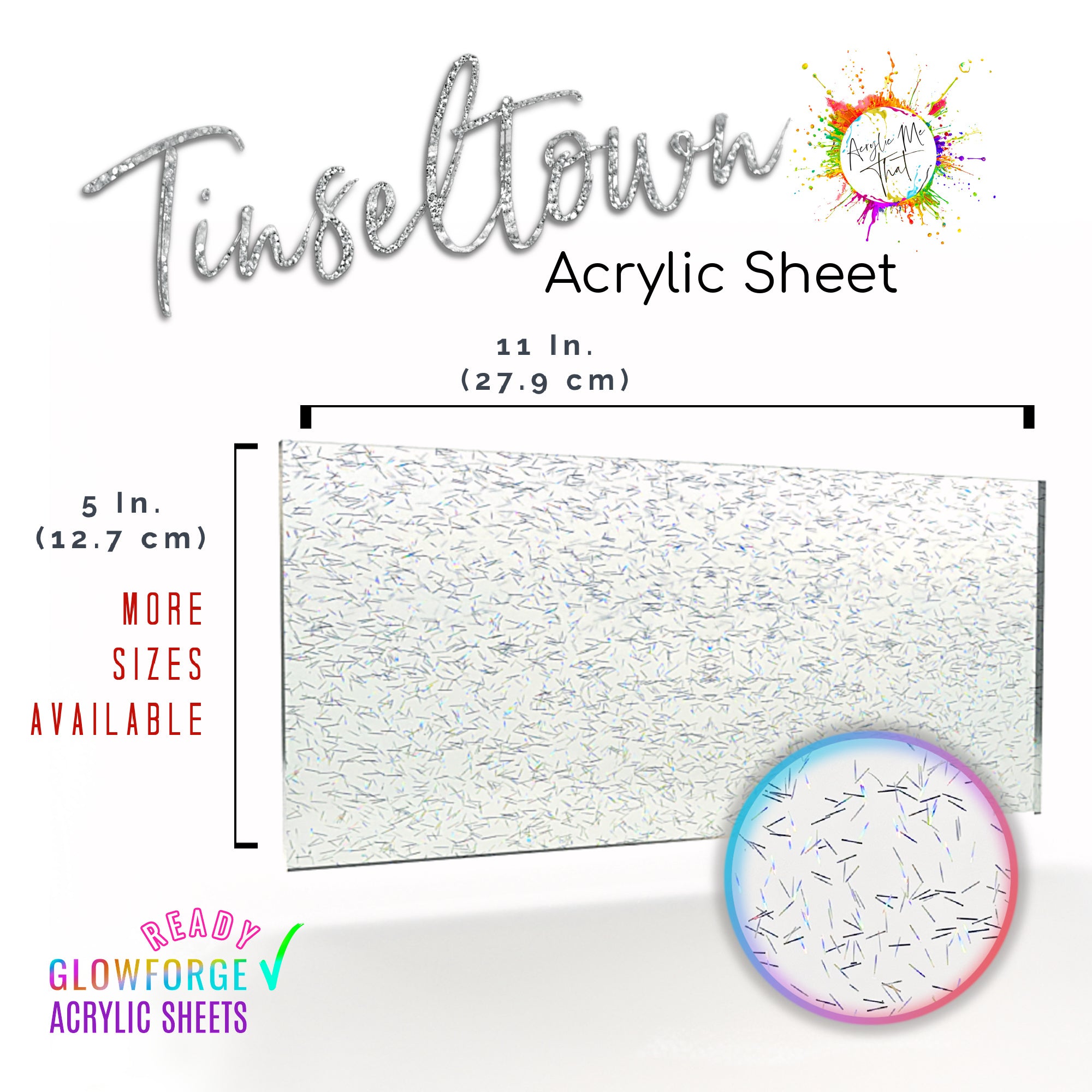 Tinseltown glitter plexiglass - ideal for decorative acrylic sheets and vibrant designs.