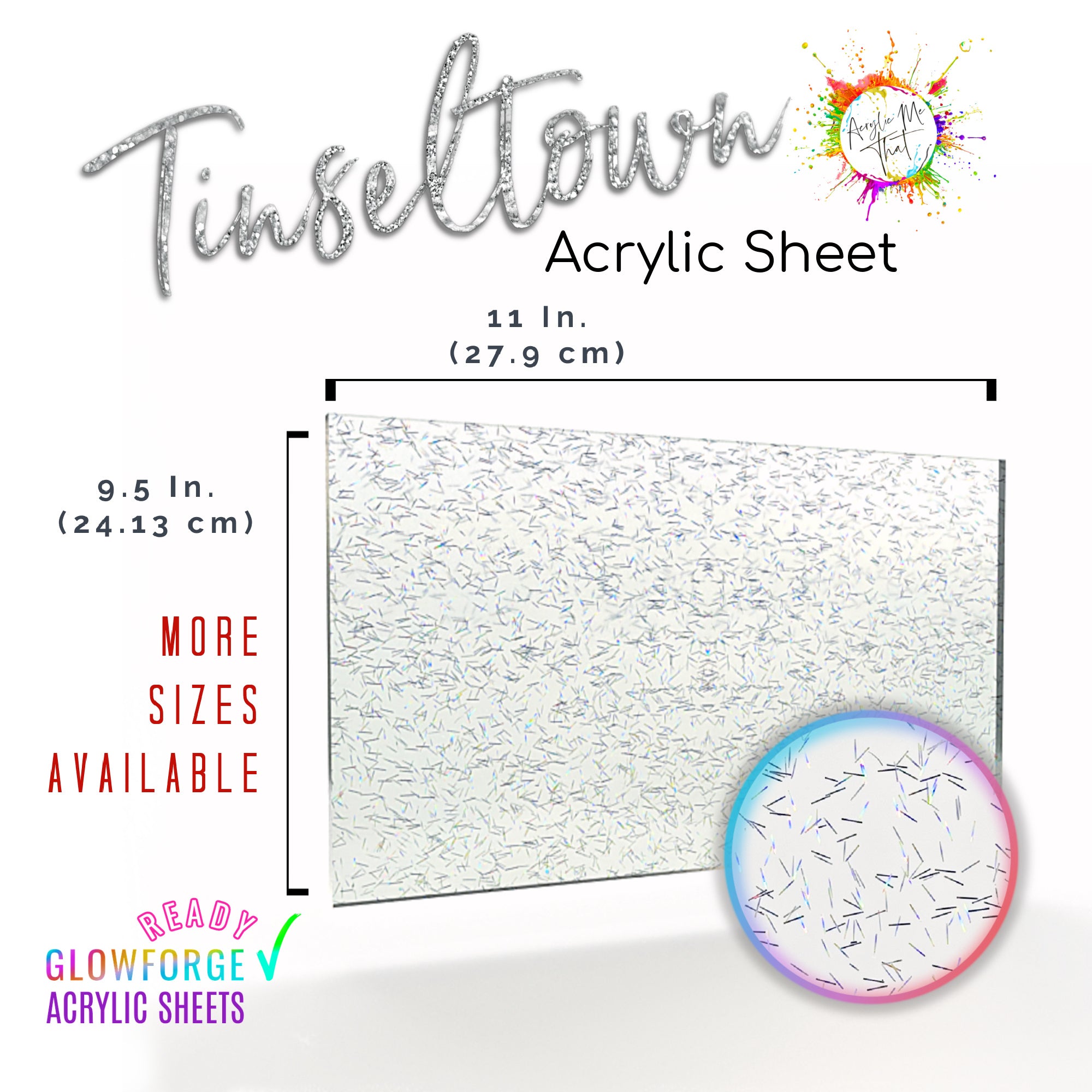 Tinseltown glitter acrillic sheet for laser cutting - perfect for plexiglass laser projects.