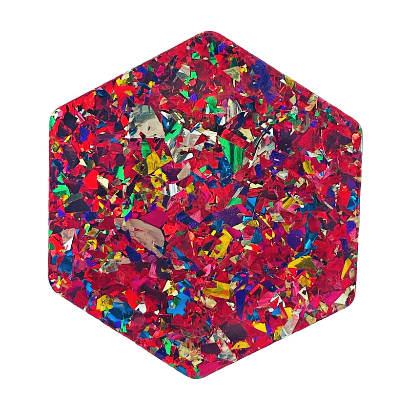 Customizable Unicorn Candy Ruby glitter plexiglass sheet, ideal for laser cutting and cell cast acrylic sheet crafts