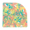 Vibrant marble swirl plexiglass sheet for laser cutting, featuring clear, green, yellow, coral, and orange patterns.