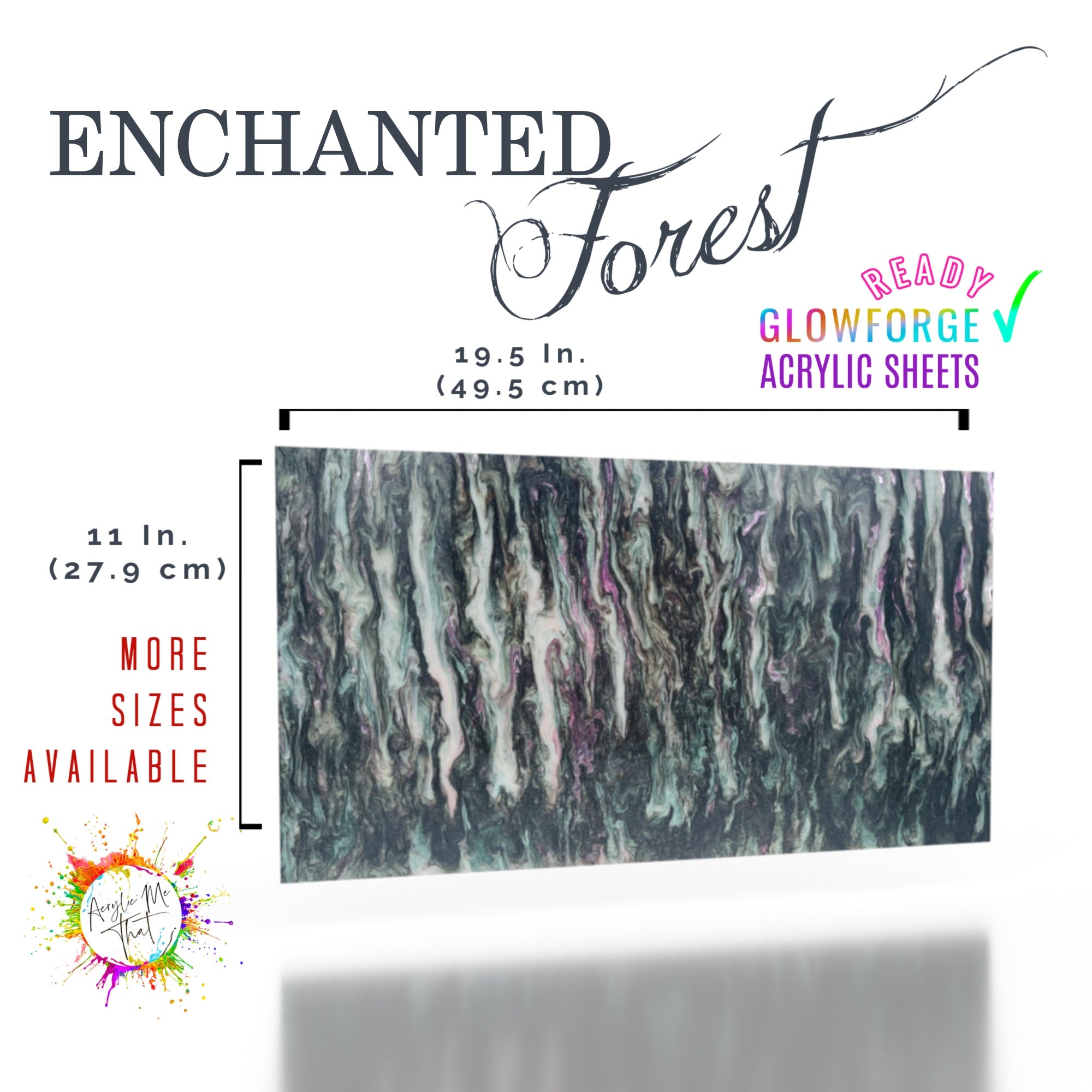 Enchanted Forest Iridescent Glitter Marble Cast Acrylic Sheet