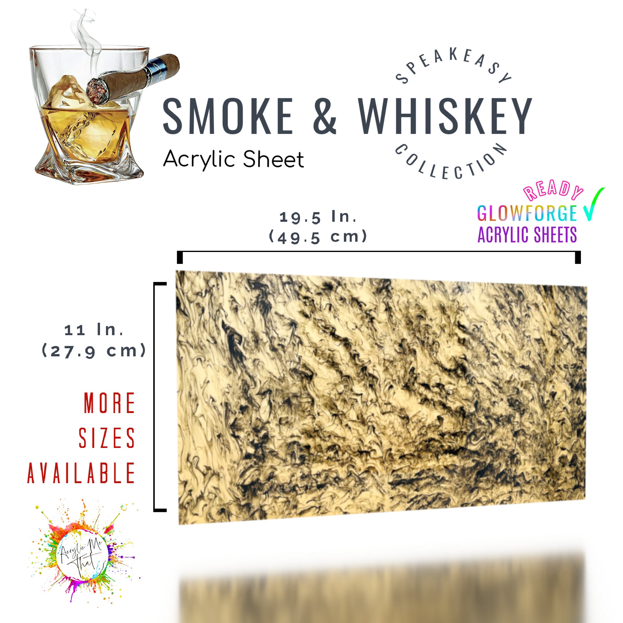 Smoke & Whiskey Translucent Smoky Marble Pattern Acrylic Sheet