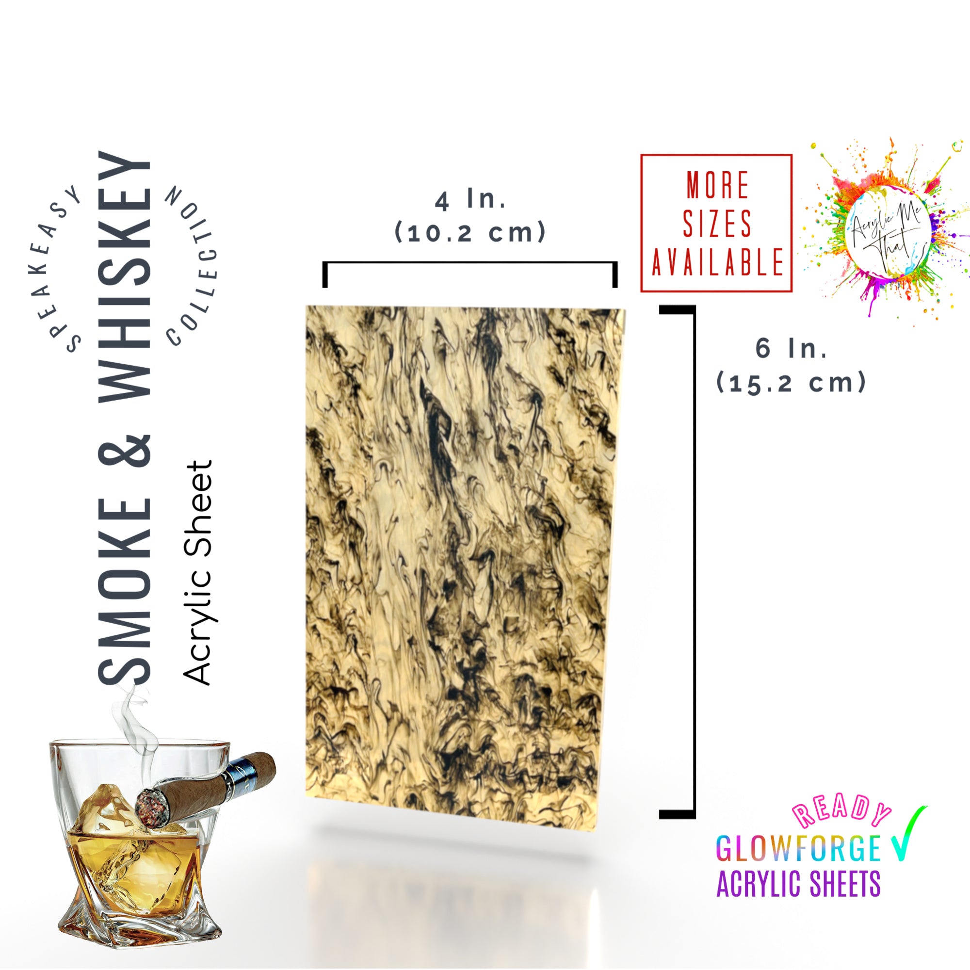 Smoke & Whiskey Translucent Smoky Marble Pattern Acrylic Sheet