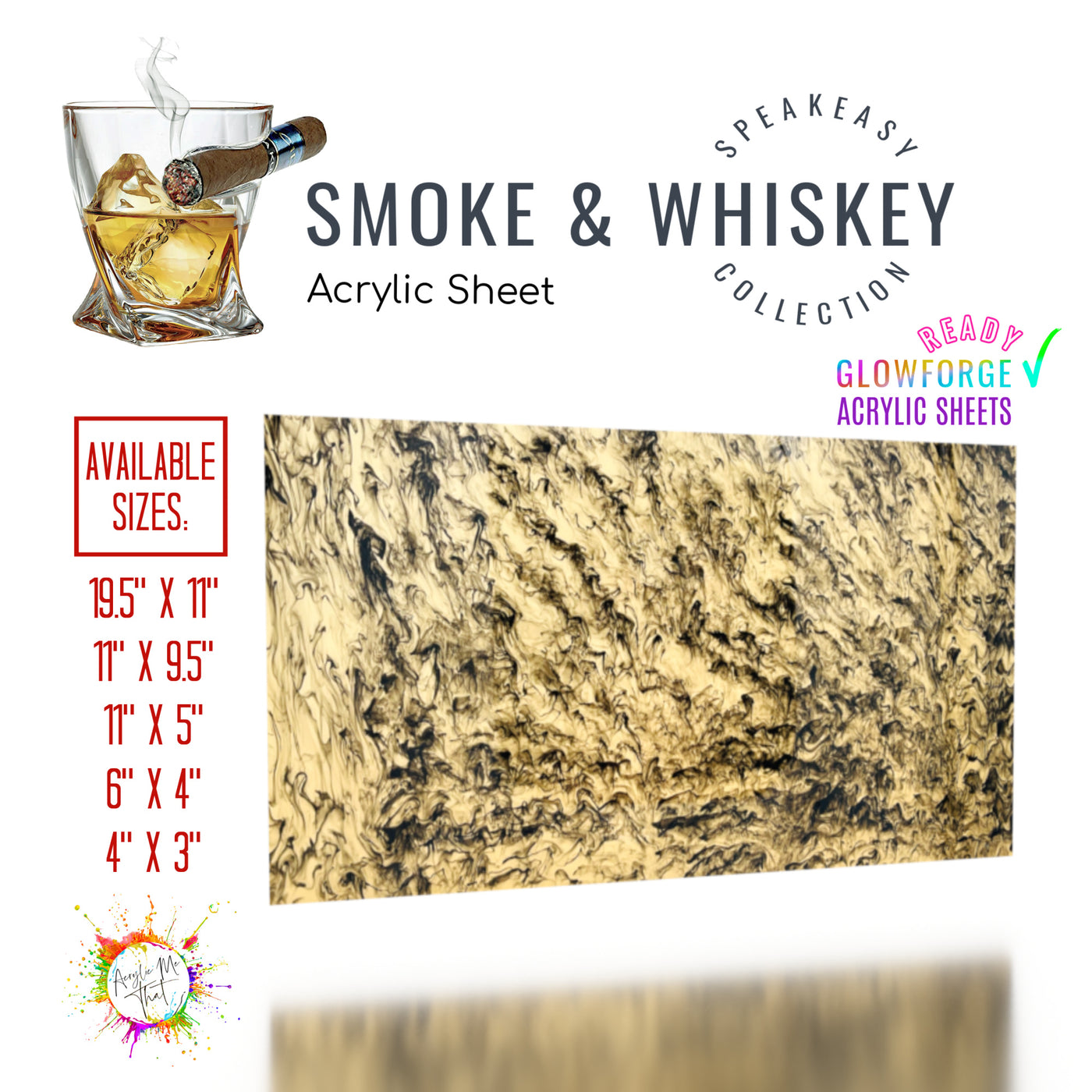 Smoke & Whiskey Carmel Brown and Black Smokey Marble Swirl Translucent Acrylic Sheet
