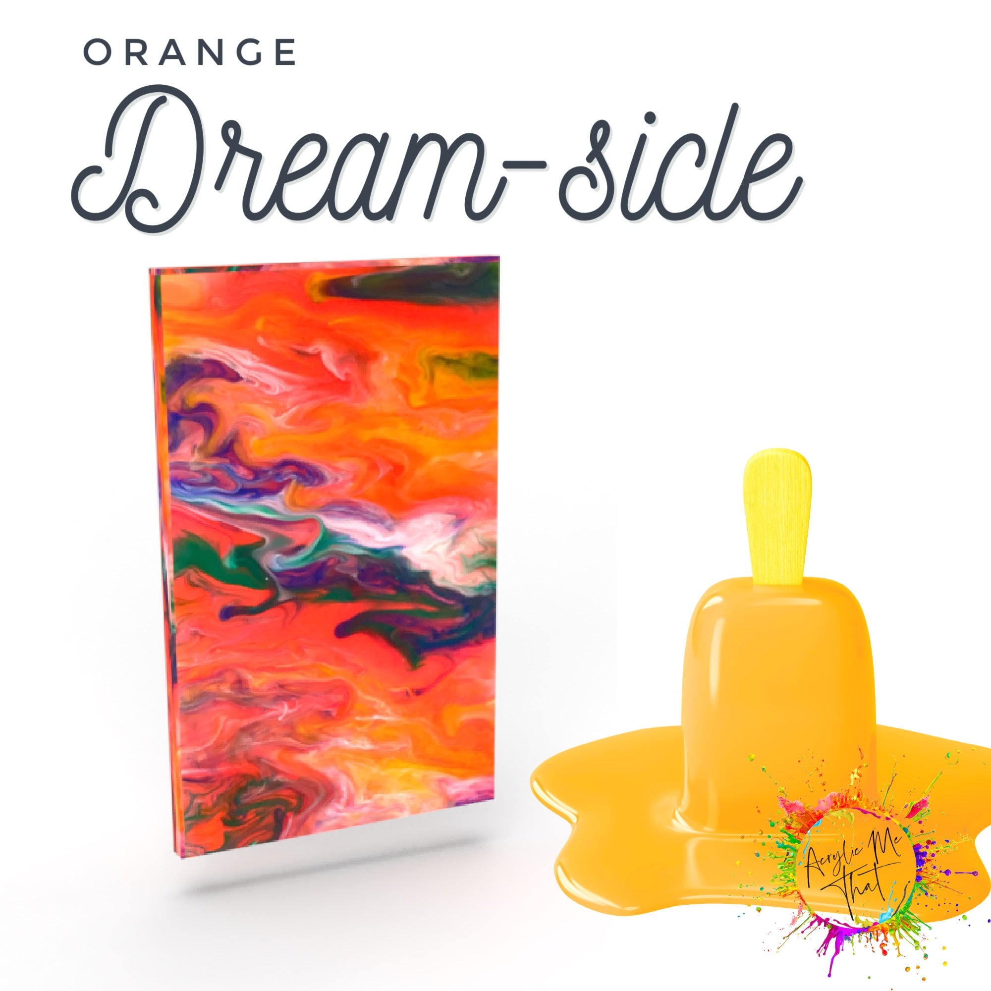 Orange Dream-sicle Marble Swirl Pattern Acrylic Sheet