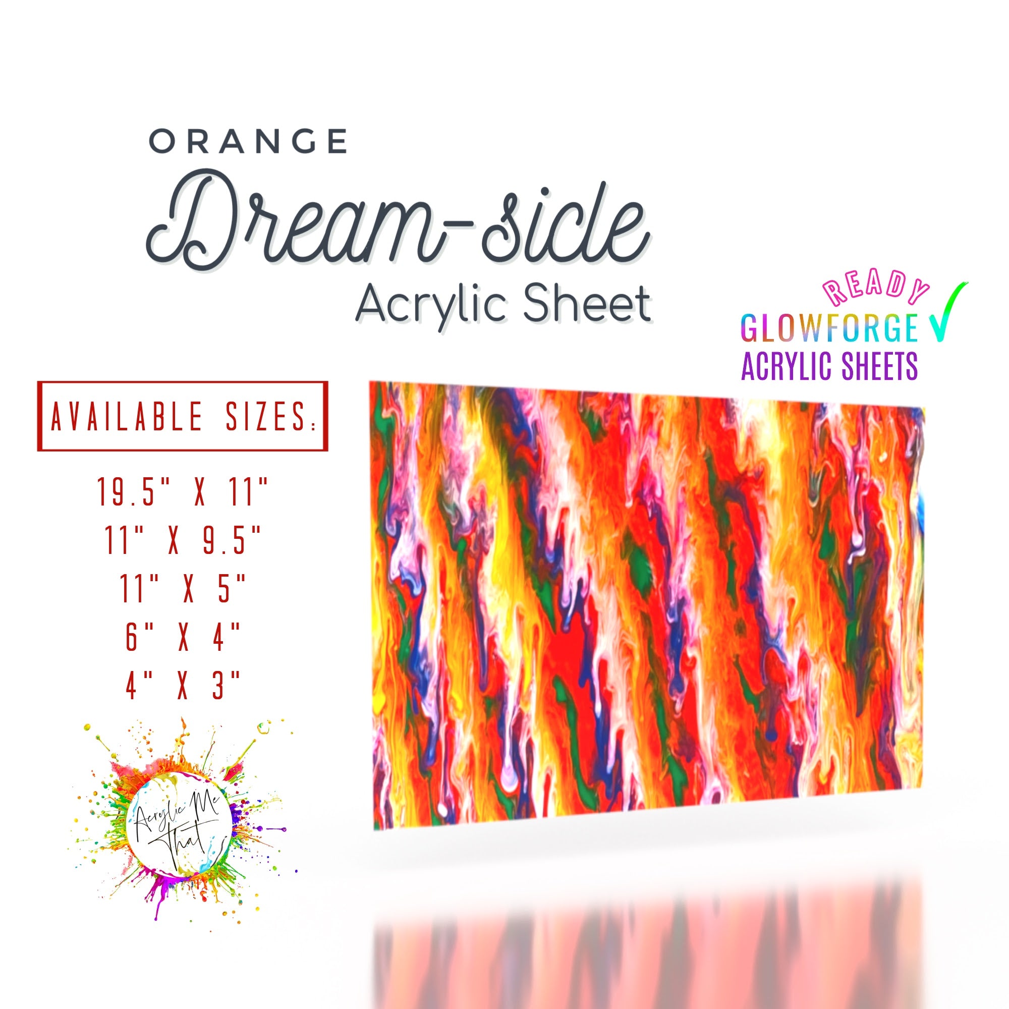 Orange Dream-sicle Marble Swirl Pattern Acrylic Sheet