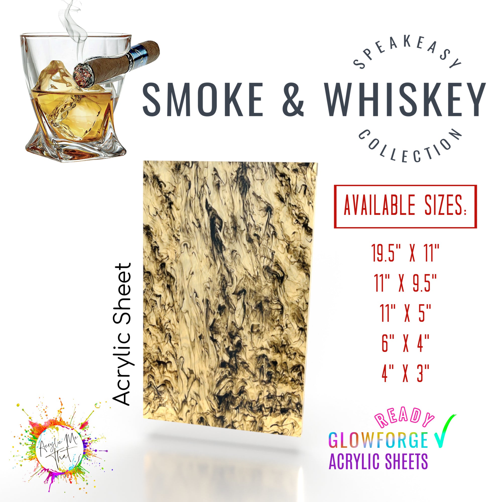 Smoke & Whiskey Translucent Smoky Marble Pattern Acrylic Sheet