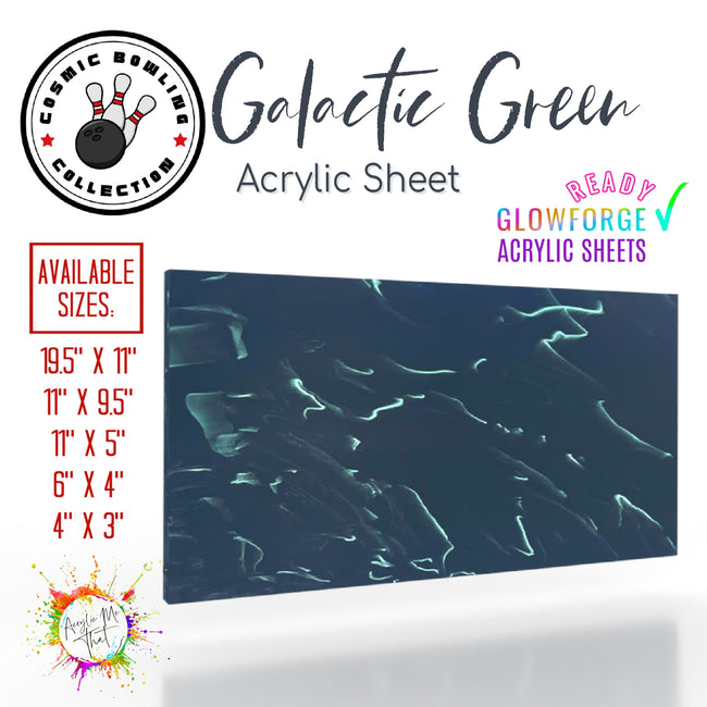 Opaque plexiglass with iridescent green and black marble pattern, perfect for creative projects.