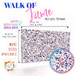 Acrylic sparkle plastic sheet with star pattern, perfect for creative projects.